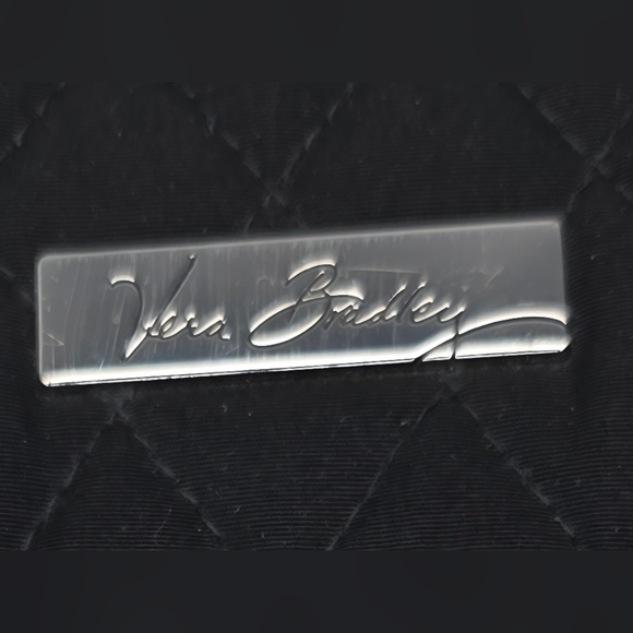 Vera Bradley Black Quilted Trifold Wallet | Leopard Interior | Snap Closure - Picture 7 of 7